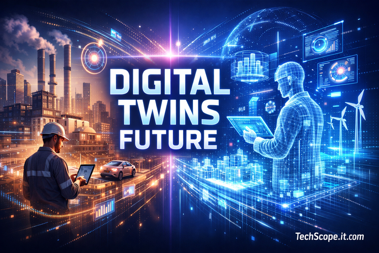 Digital Twins 2026 showing real-time virtual replicas transforming industry, healthcare, and smart cities