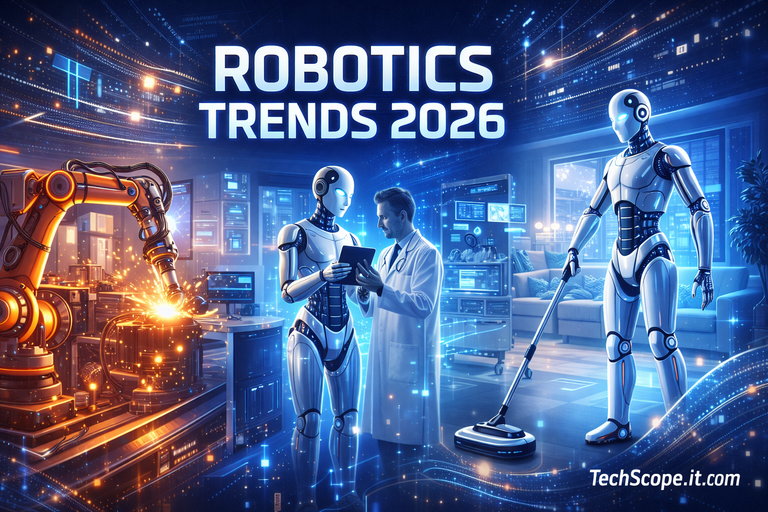 Robotics Trends 2026 showcasing AI-powered robots transforming industry, healthcare, and everyday life